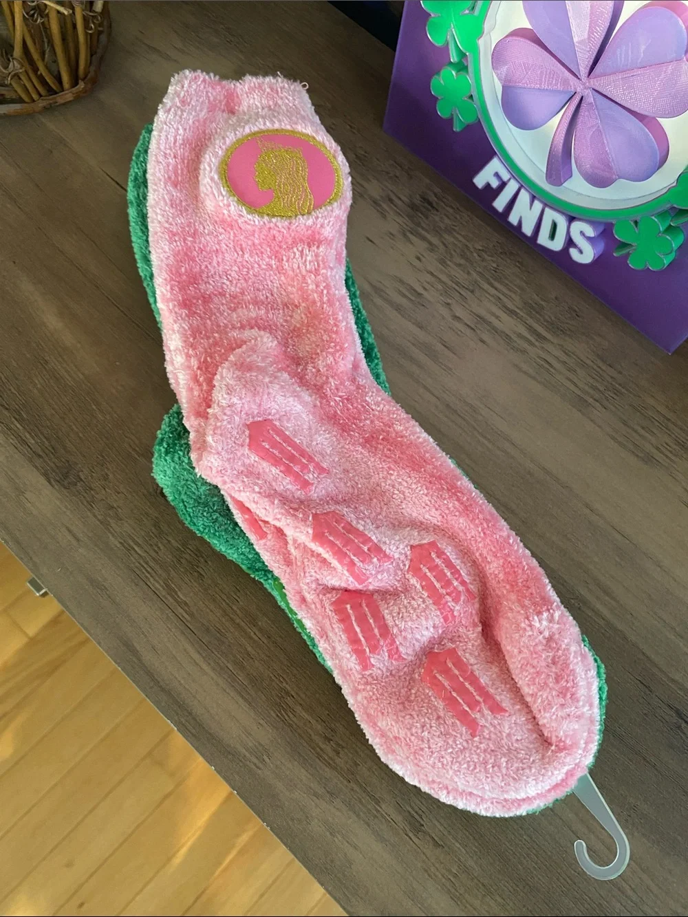Wicked Plush Crew Socks - Pink & Green (2 Pair)